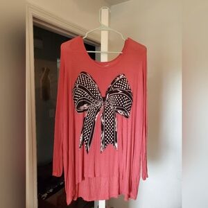 Lauren Moshi Bow Print Long Sleeve Top